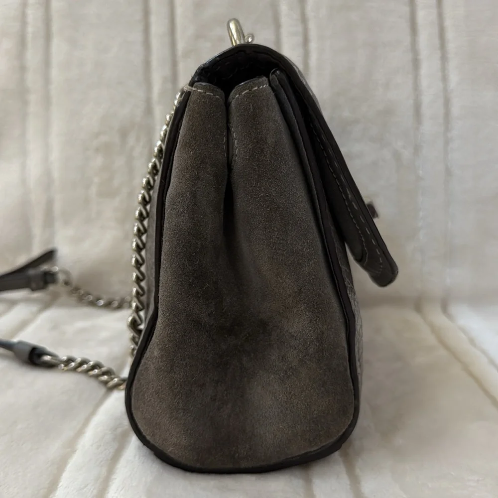 Coach Faye Leather Suede Crossbody Bag with Silver Chain Style F22349